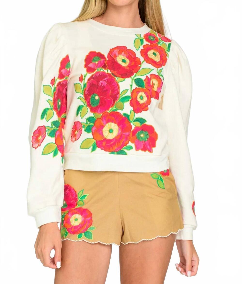NEW ELIZABETH JAMES THE LABEL women's jojo shorts in poppy patch iced coffee